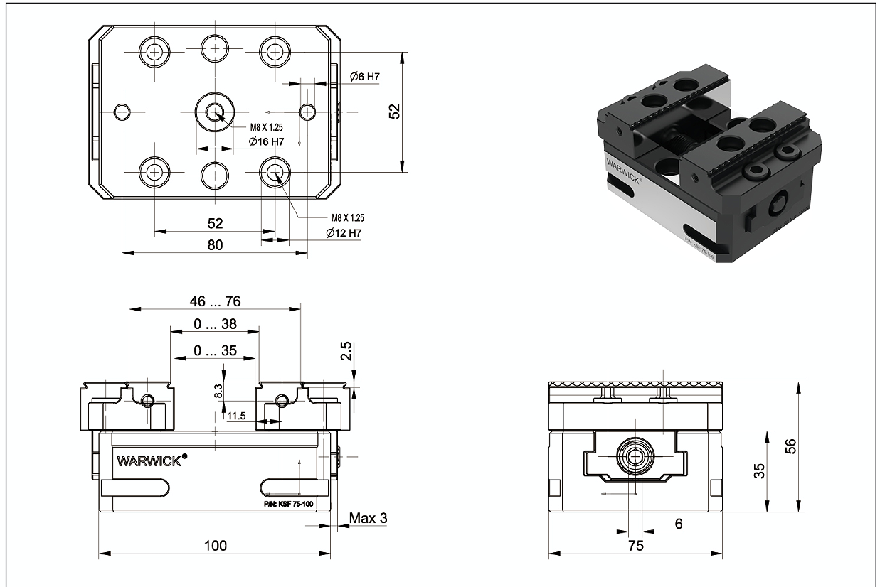 Etau KSF75 ouverture 100 mm - 15 kN