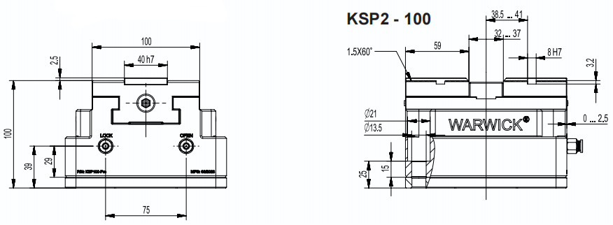 Etau pneumatique KSP100 - 20 kN