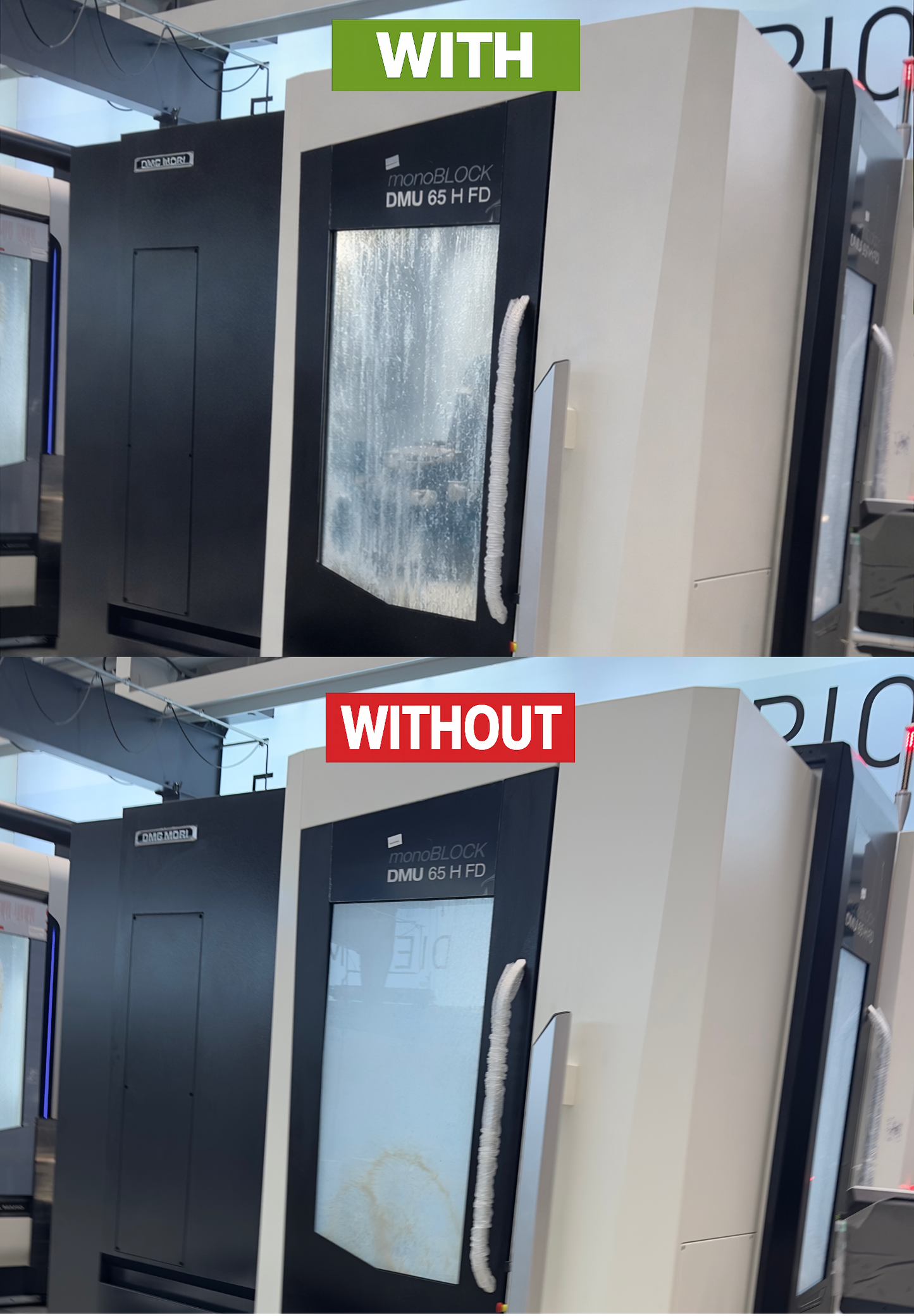 Film de protection sur mesure pour vitres de machines-outils