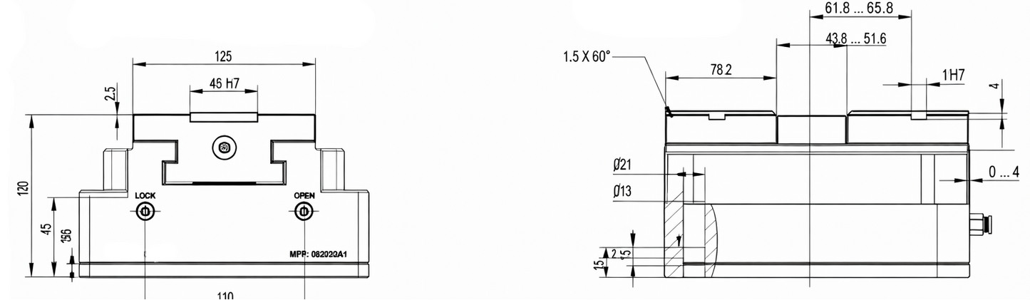 Etau pneumatique MSP125 - 25 kN